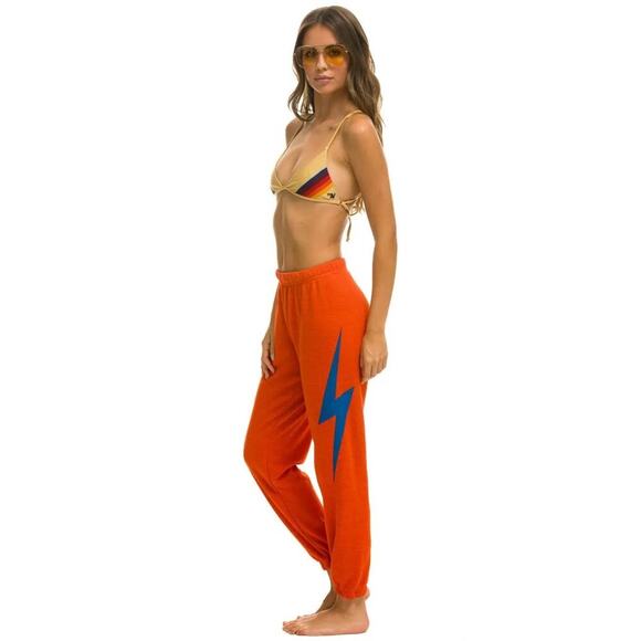 Aviator Nation Pants - Aviator Nation Women’s BOLT Lounge SWEATPANTS - ORANGE // BLUE